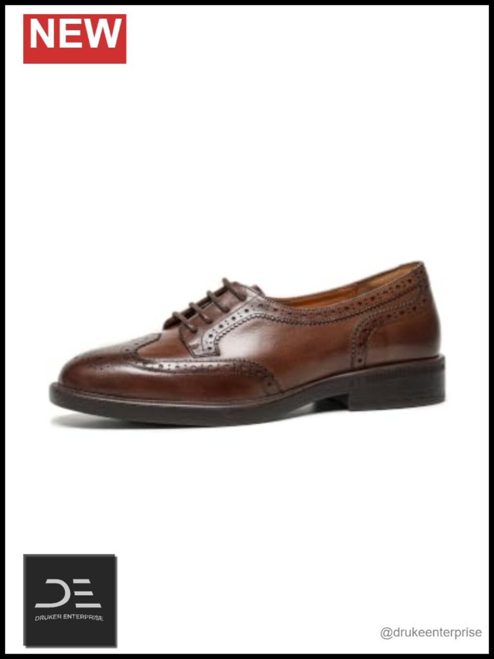 Women's Leather Oxford Shoes Calfskin Brogue Dress Lace-Up